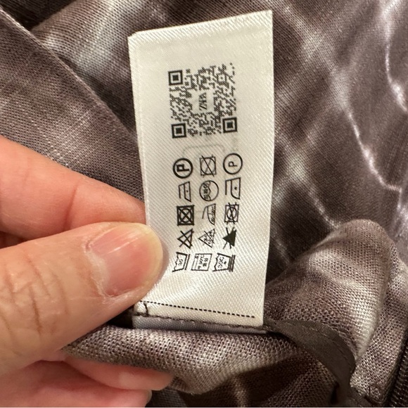 ZARA pants Womens L Flowy Wide Leg Wrap Linen Tie Dye Brown Hi Rise 3046/063 New - Picture 9 of 11